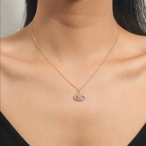 Gold Cubic Zirconia Evil Eye Necklace